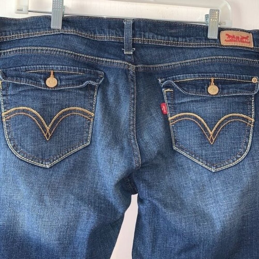 Levis 524 Too Superlow Womens Skinny Jeans Size 15M Dark Wash Denim Cotton Blend - Picture 9 of 13